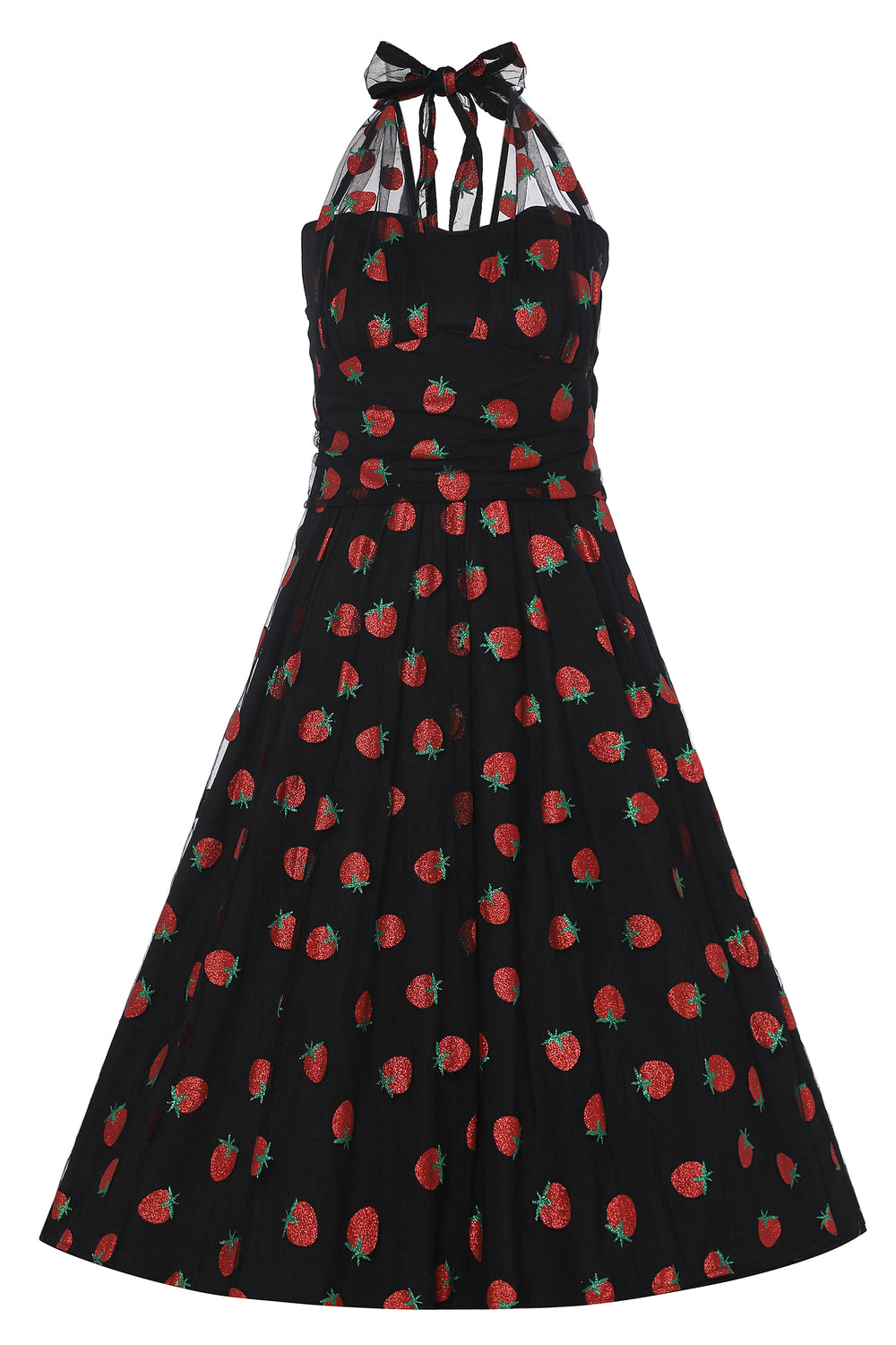 EU STOCK Daisy Black Strawberry Mesh Dress