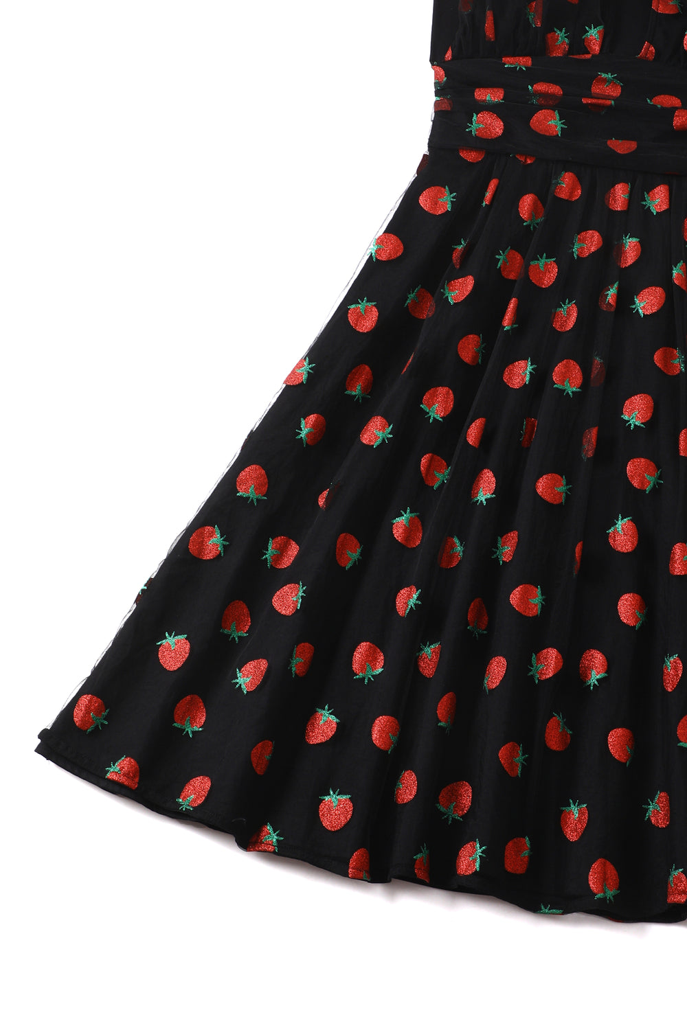 Daisy Black Strawberry Mesh Dress