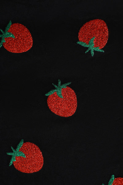 EU STOCK Daisy Black Strawberry Mesh Dress