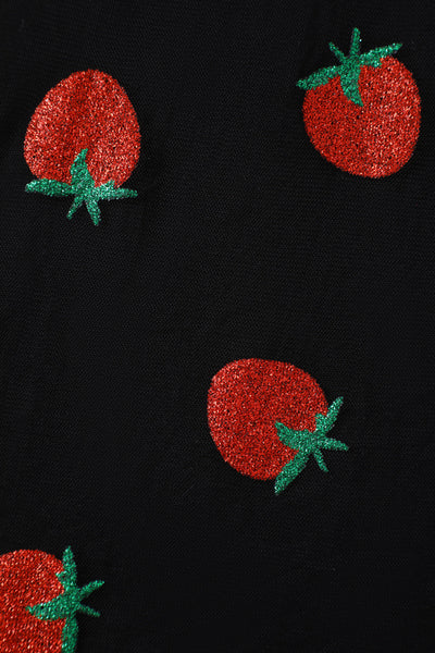 EU STOCK Daisy Black Strawberry Mesh Dress