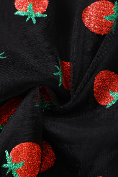 EU STOCK Daisy Black Strawberry Mesh Dress
