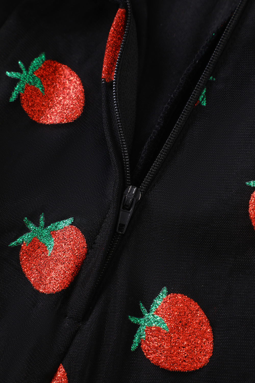 EU STOCK Daisy Black Strawberry Mesh Dress