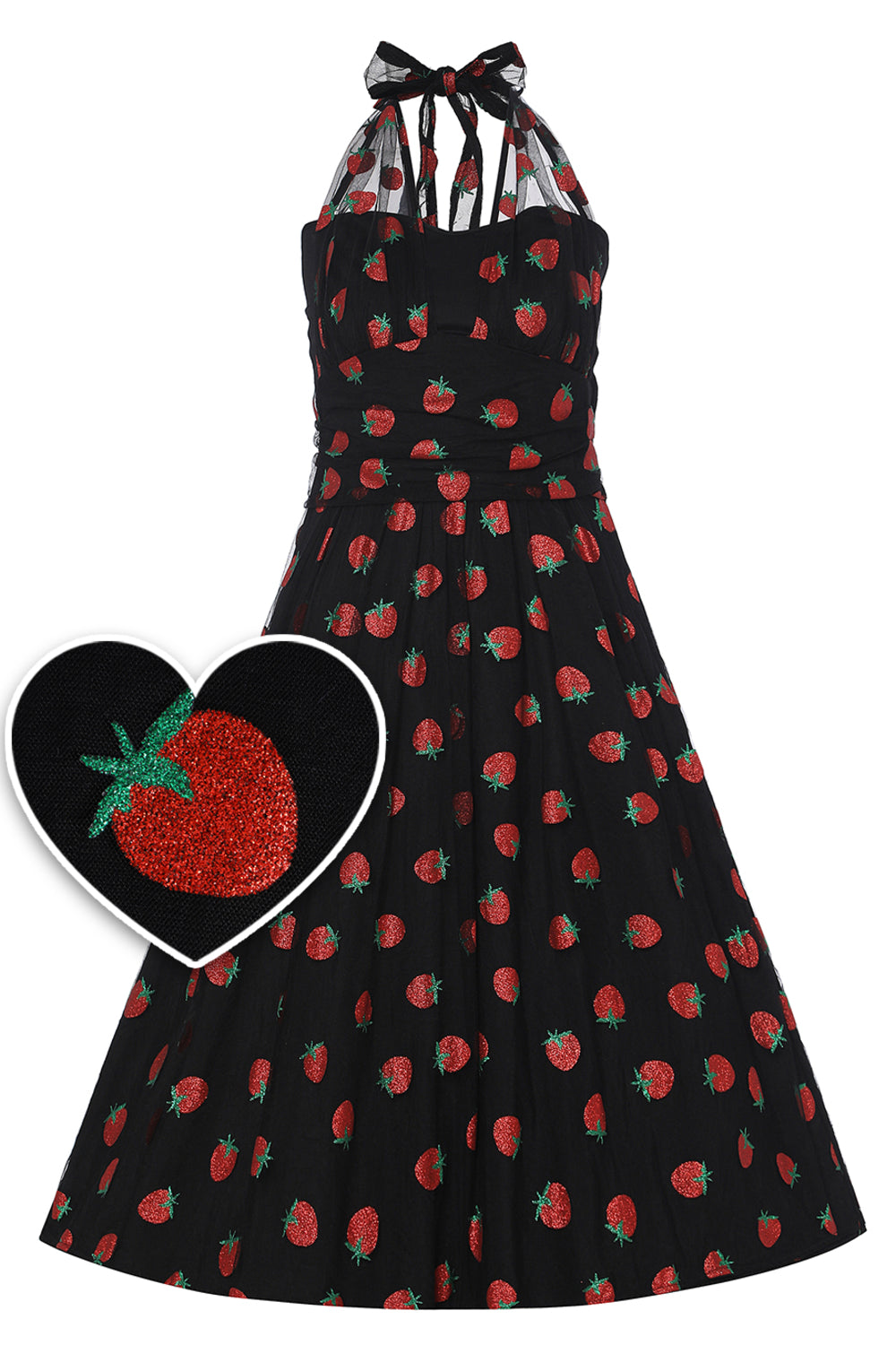 EU STOCK Daisy Black Strawberry Mesh Dress