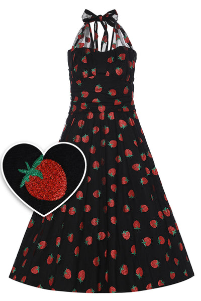 EU STOCK Daisy Black Strawberry Mesh Dress