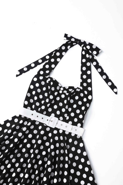 Daisy Black Polka Dot Halter Dress