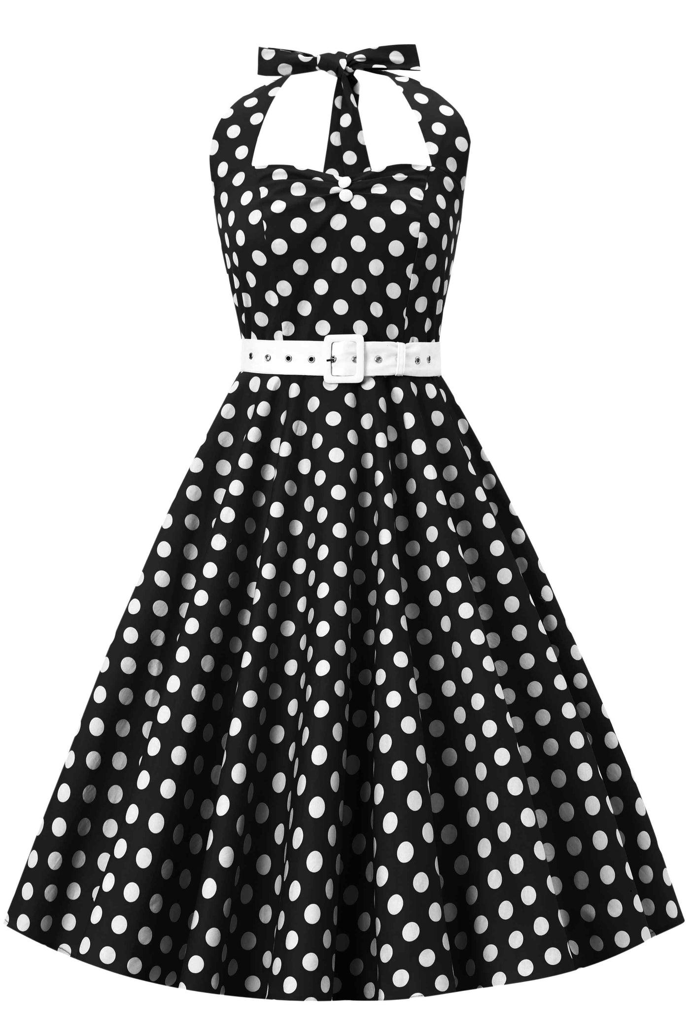Daisy Black Polka Dot Halter Dress