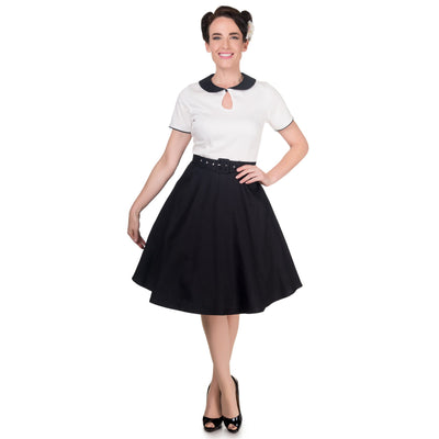 PRE ORDER Evelyn Classic Pinup Two Tone Swing Dress in Black/White