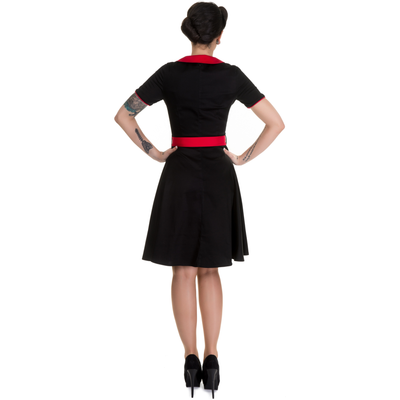 EU STOCK Evelyn Classic Pinup Swing Dress in Black/Red
