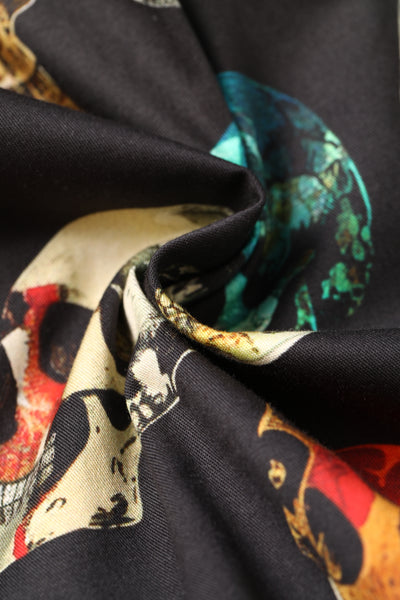 Penelope Rockabilly Black Skull Print Shirt Dress