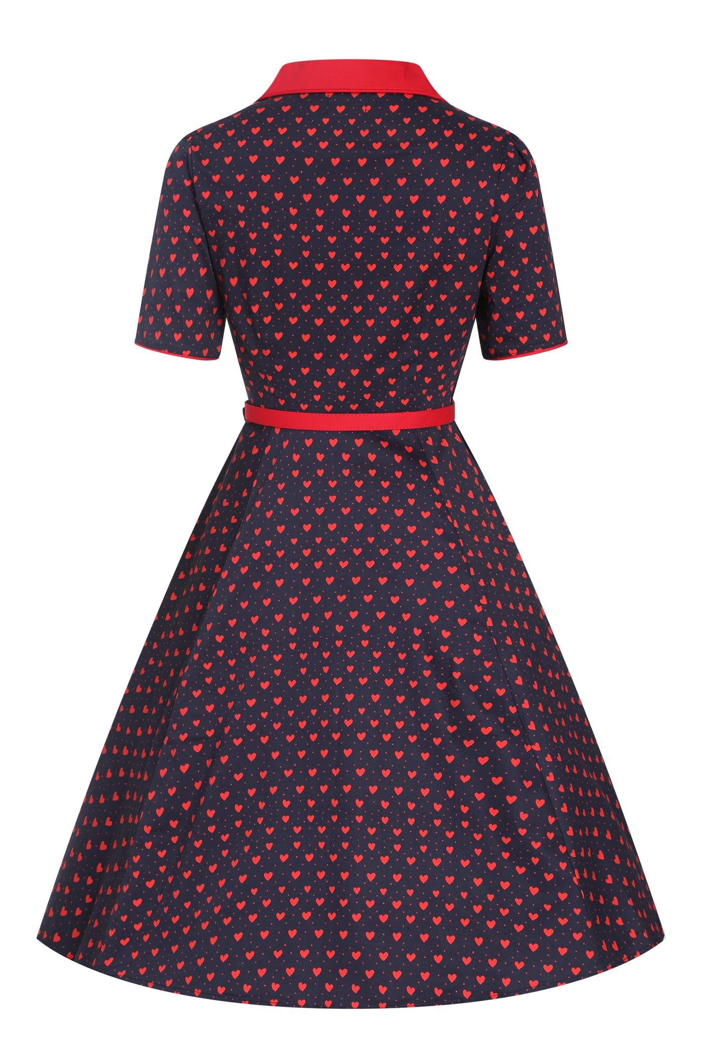 PRE-ORDER Penelope Rockabilly Black Heart Print Shirt Dress