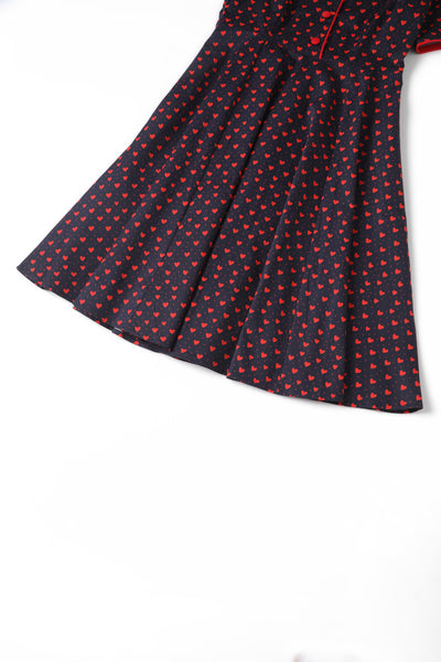 PRE-ORDER Penelope Rockabilly Black Heart Print Shirt Dress