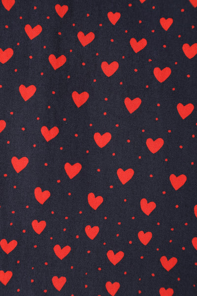 PRE-ORDER Penelope Rockabilly Black Heart Print Shirt Dress