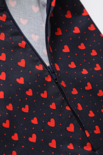 PRE-ORDER Penelope Rockabilly Black Heart Print Shirt Dress