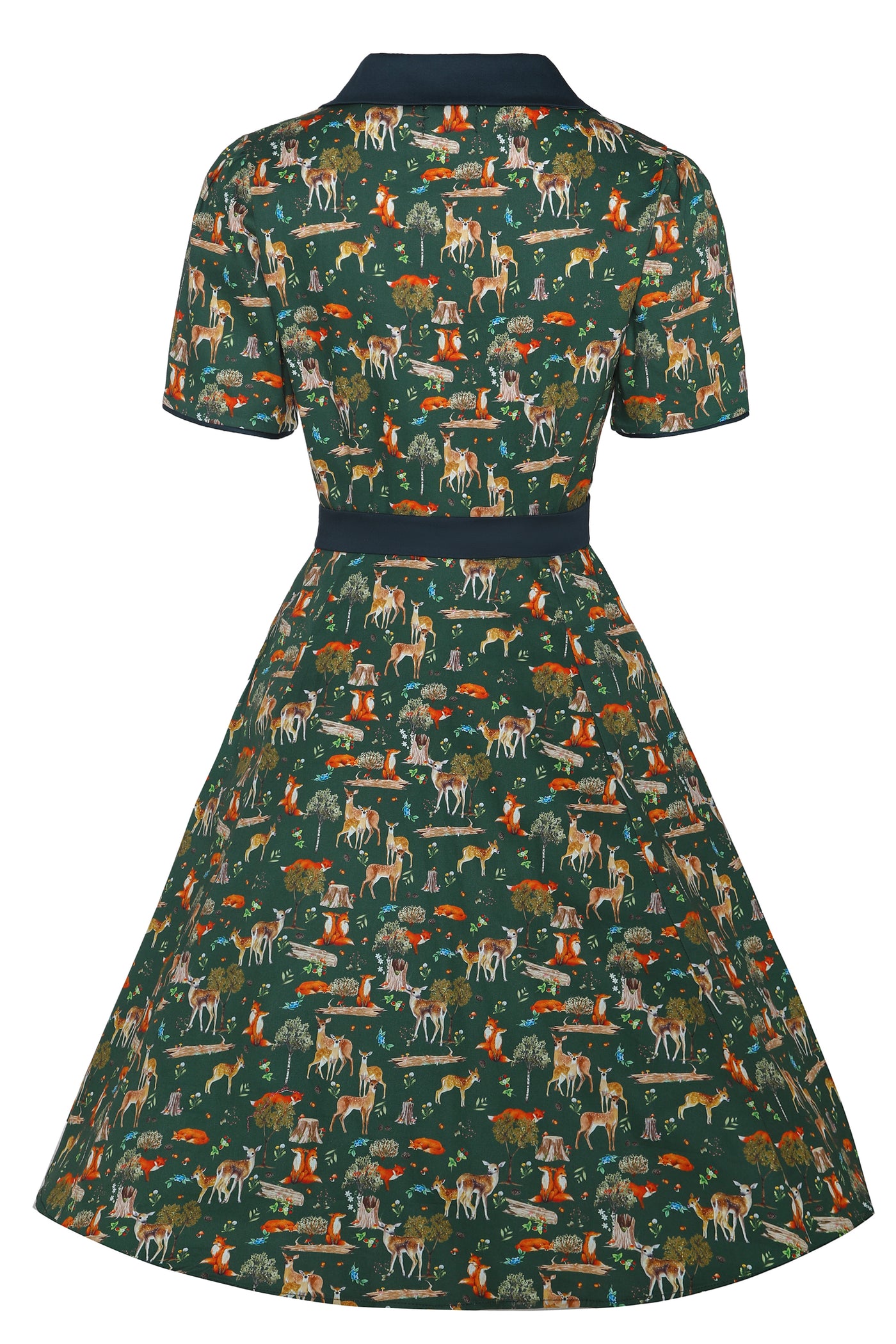 Penelope Dark Green Woodland Shirt Dress