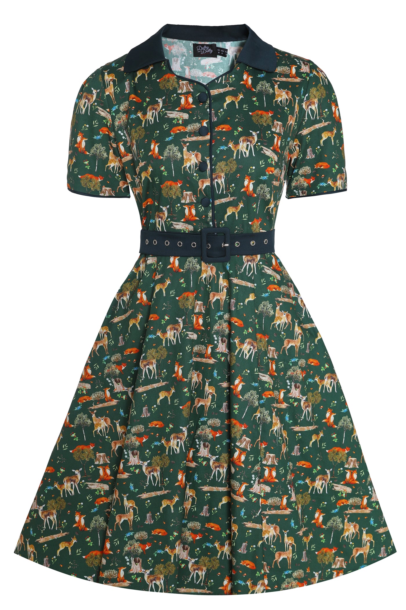 Penelope Dark Green Woodland Shirt Dress