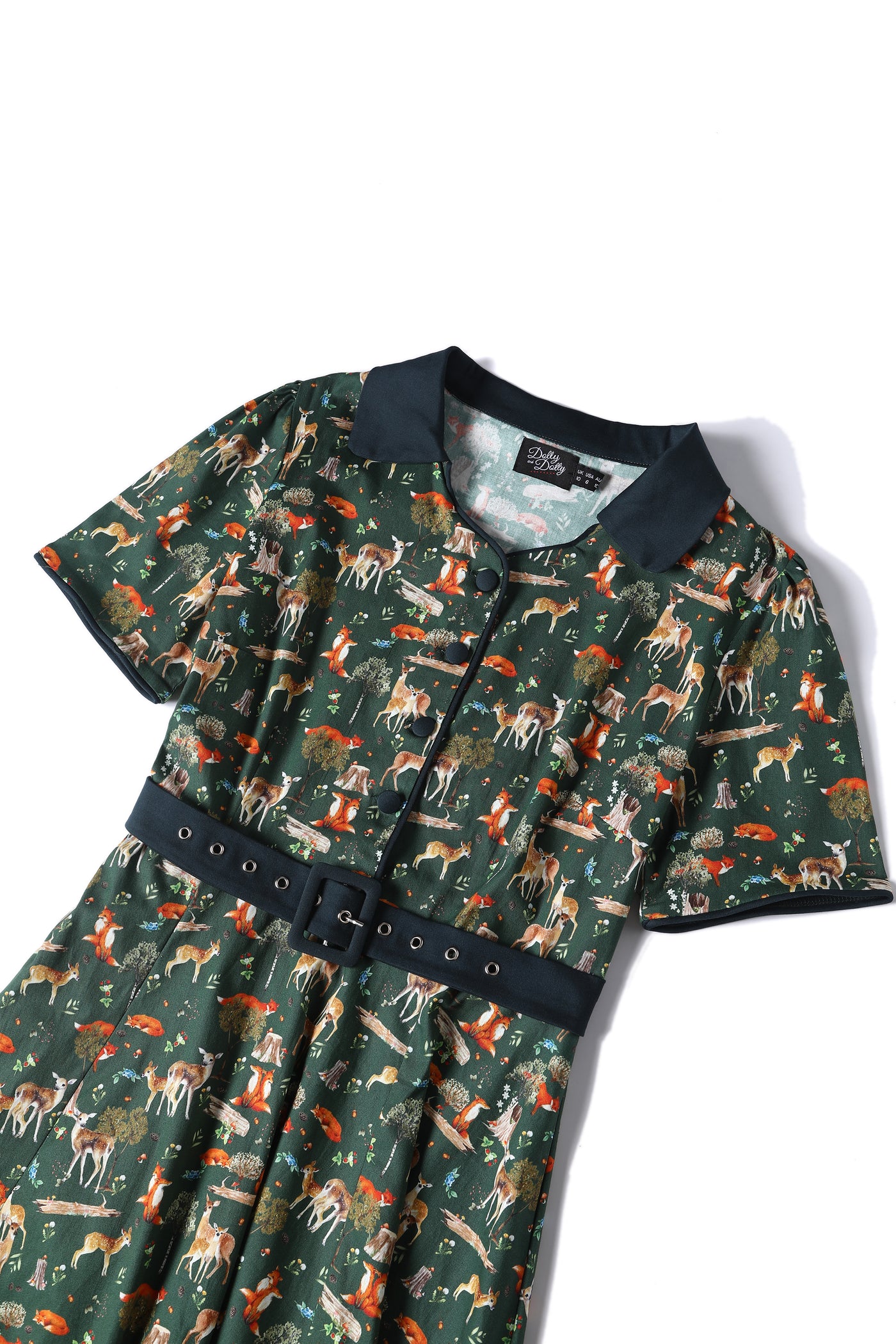 Penelope Dark Green Woodland Shirt Dress