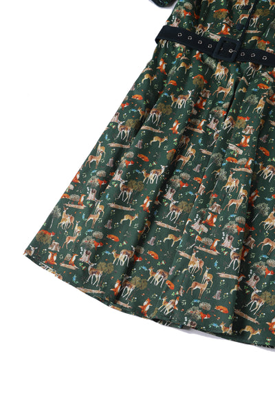Penelope Dark Green Woodland Shirt Dress