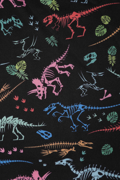 Lily Retro Off Shoulder Colourful Dino Print Swing Dress