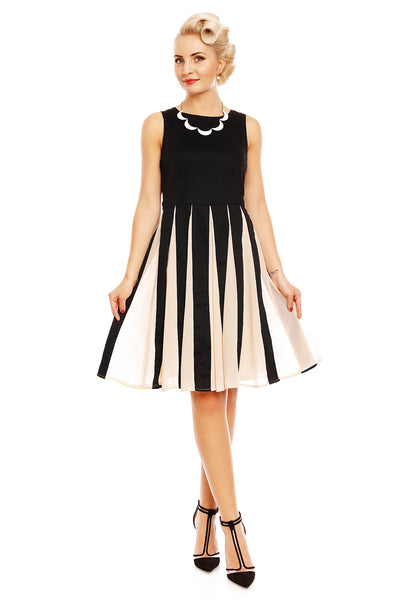 PRE ORDER Judith Retro Swing Dress in Black/Beige