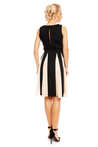 PRE ORDER Judith Retro Swing Dress in Black/Beige