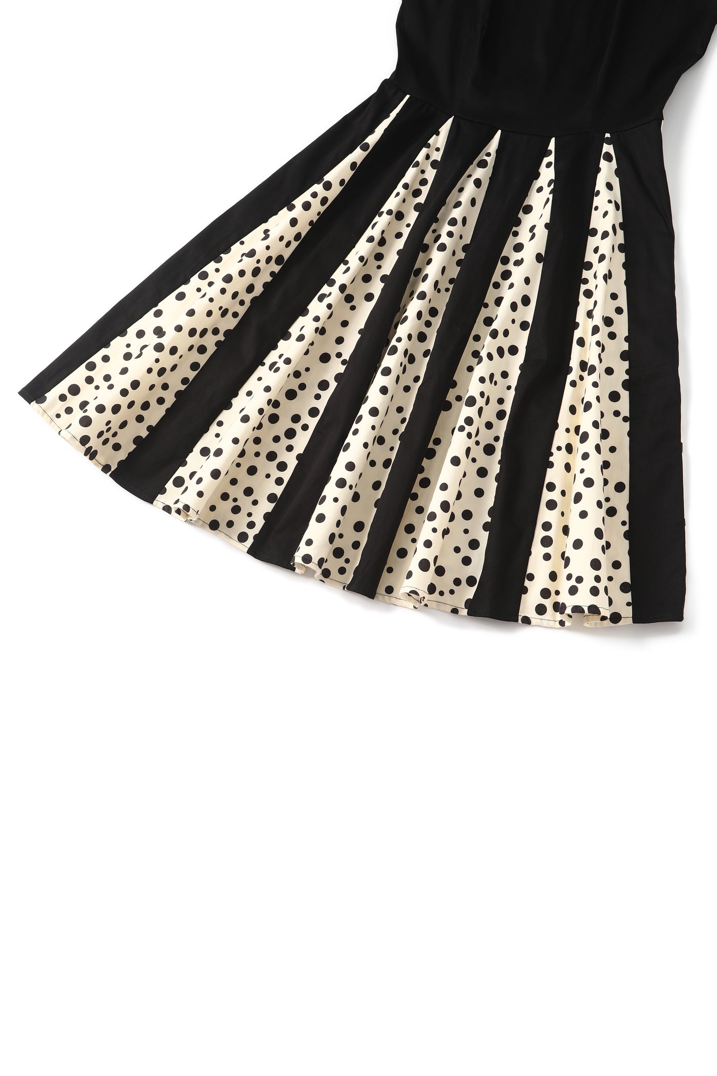 PRE ORDER Judith Black Cotton Polka Dot Black/Cream Skirt Retro Swing Dress