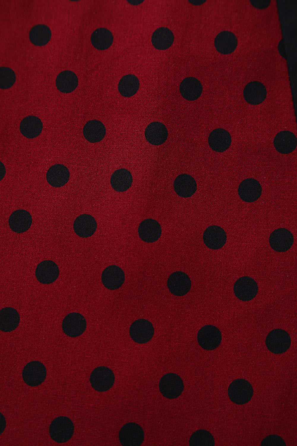 Judith Cotton Retro Pleated Polka Dot Dress in Black and Burgundy