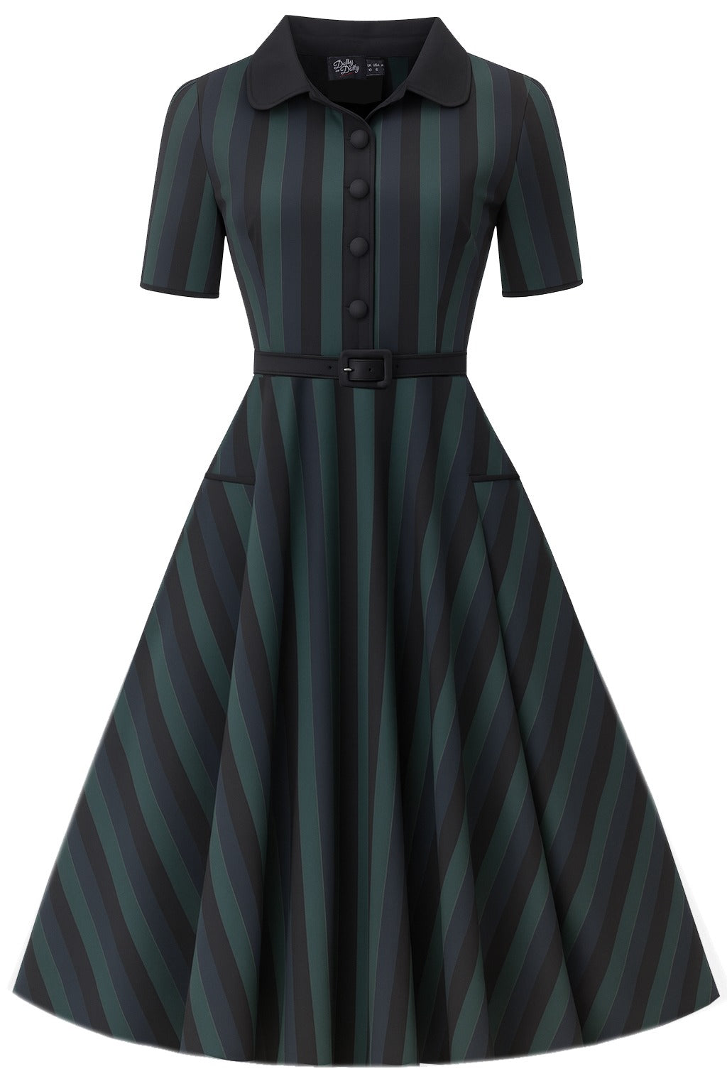 PRE ORDER Penelope II Black & Green Stripe Shirt Dress