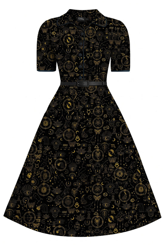 Black & Gold Horoscope Penelope II shirt dress — image 1
