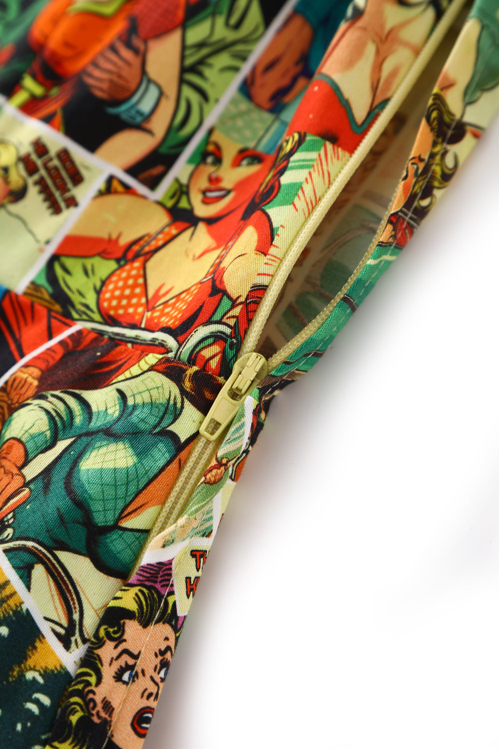 EU STOCK Penelope II Yellow Rockabilly Comic Print Shirt Dress