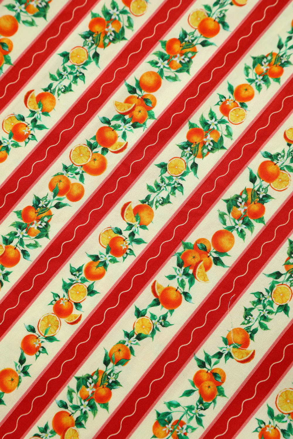 Penelope II Pink Striped Rockabilly Orange Fruit Print Shirt Dress