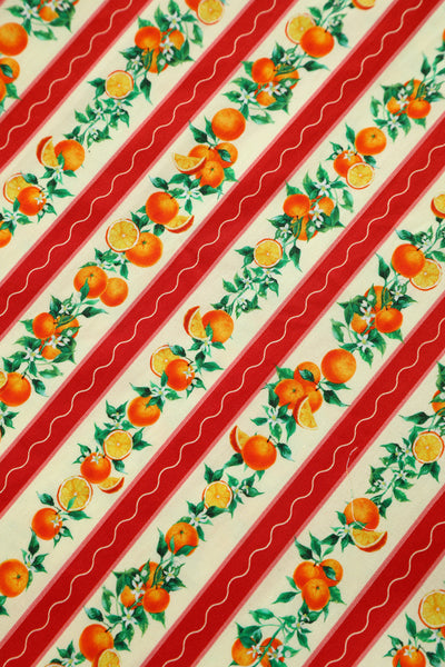 Penelope II Pink Striped Rockabilly Orange Fruit Print Shirt Dress