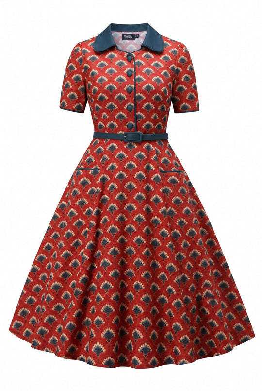 Red Feather Fan Penelope II shirt dress — image 1