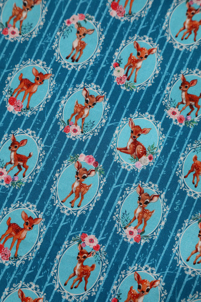 PRE ORDER Penelope II Turquoise Rockabilly Bambi Print Shirt Dress