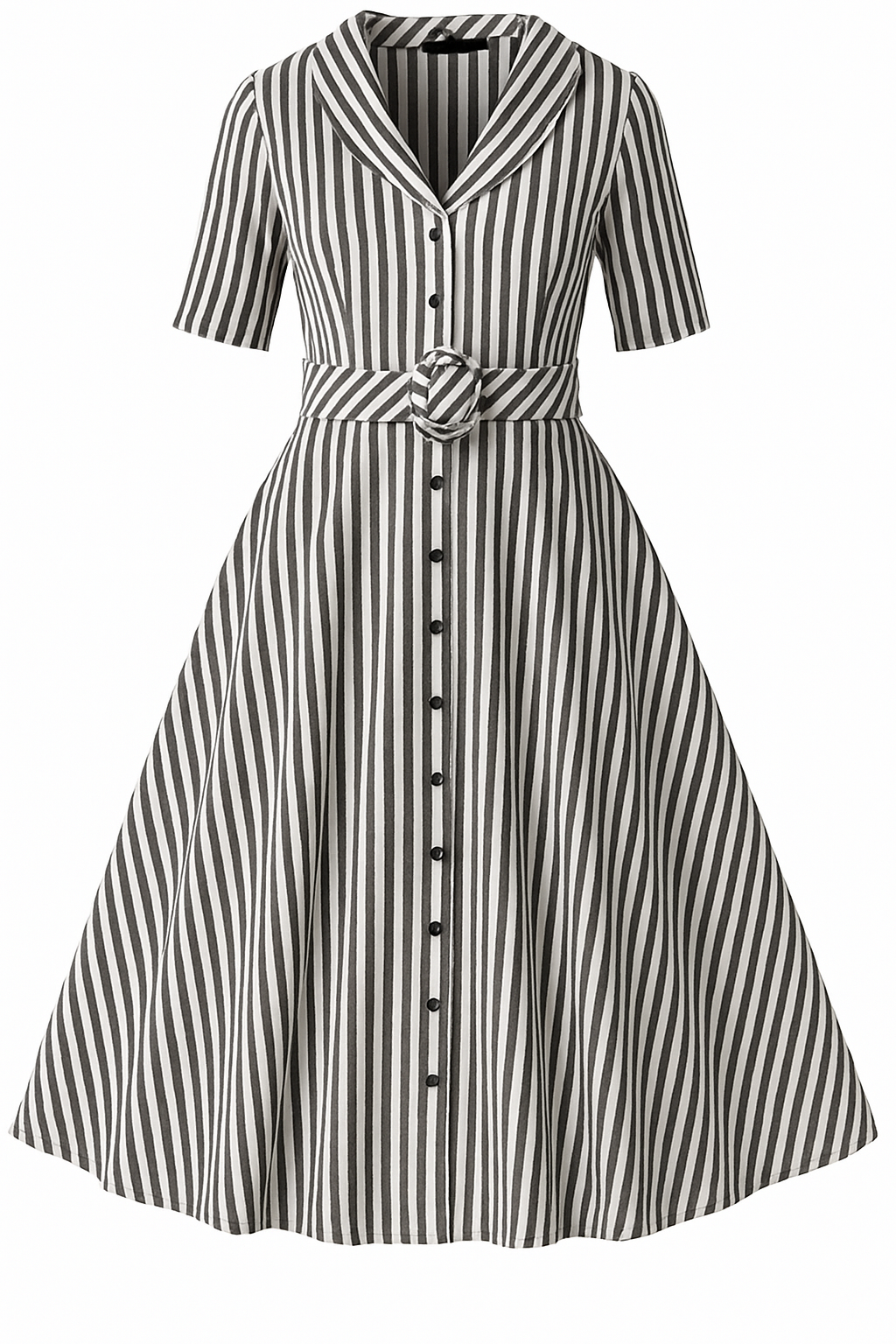 PRE ORDER Mollie Ash Black & White Striped Shirt Dress