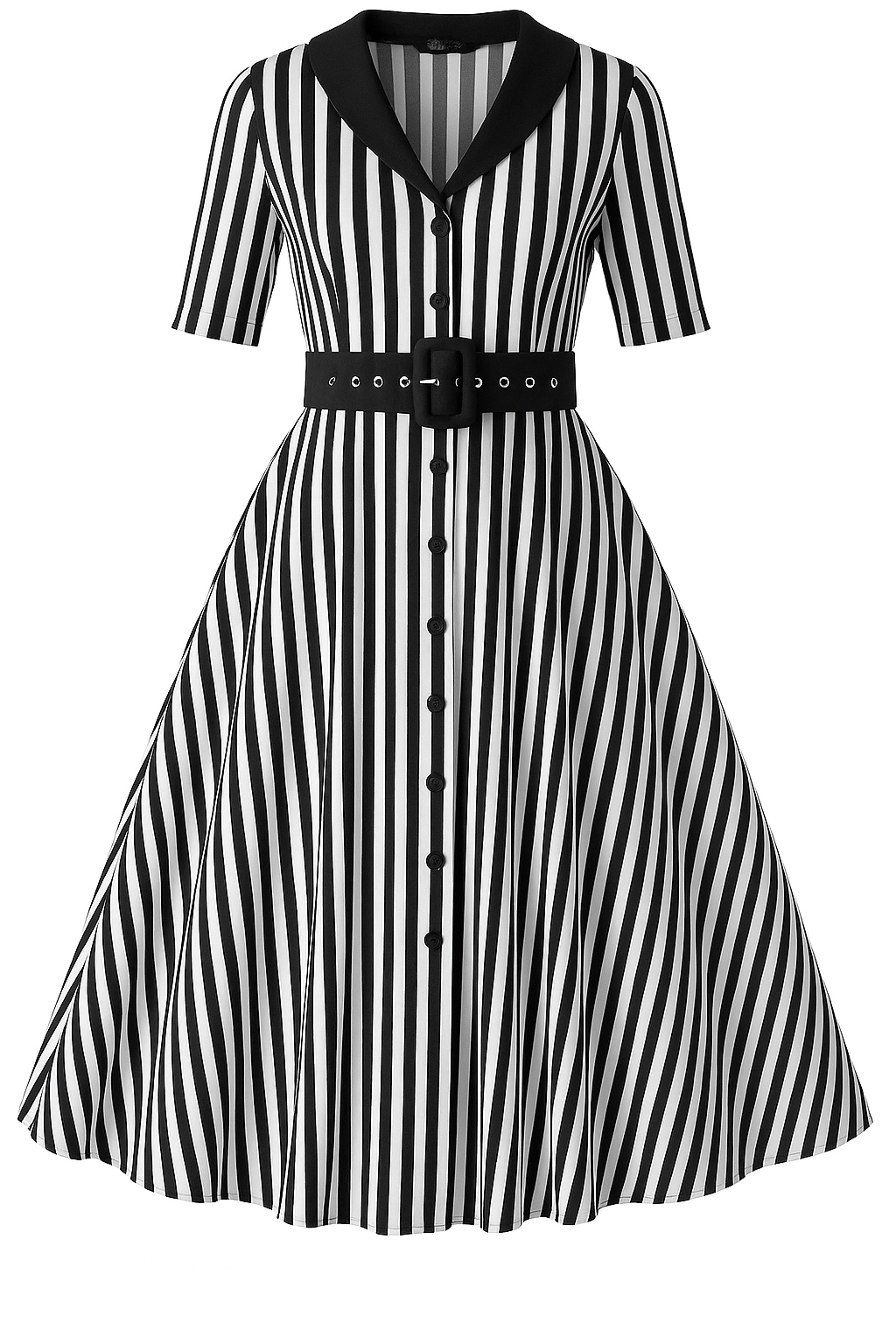 PRE ORDER Mollie Classic Black & White Striped Shirt Dress