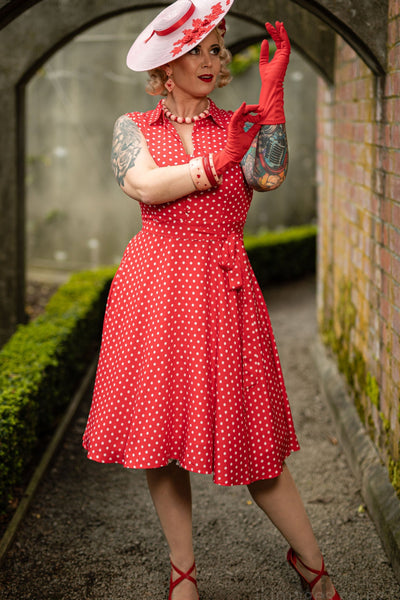 Poppy Red Polka Dot Shirt Dress