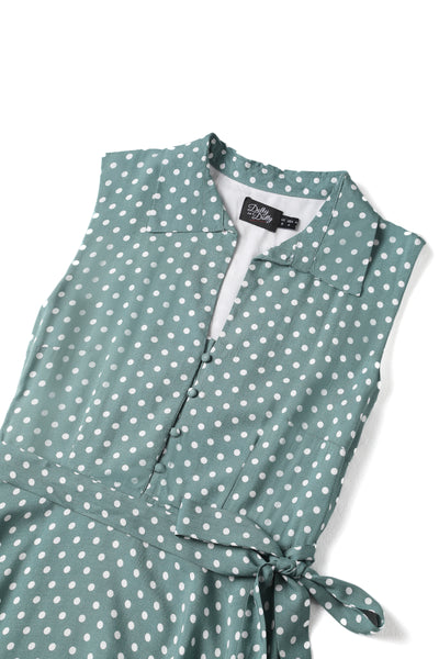 Poppy Green Polka Dot Shirt Dress