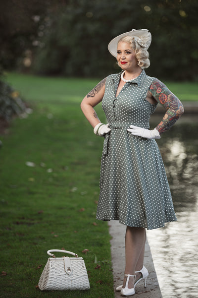 Poppy Green Polka Dot Shirt Dress