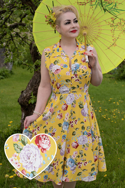 Poppy Yellow Floral Shirt Dress