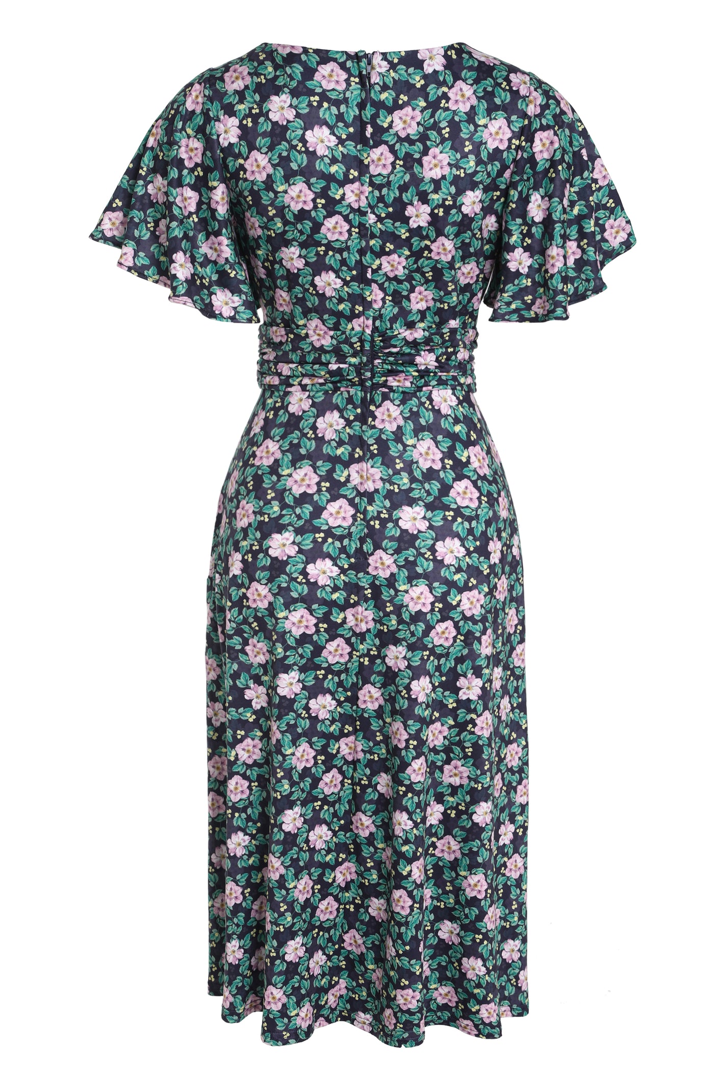 Donna Purple Floral Crossover Bust Dress
