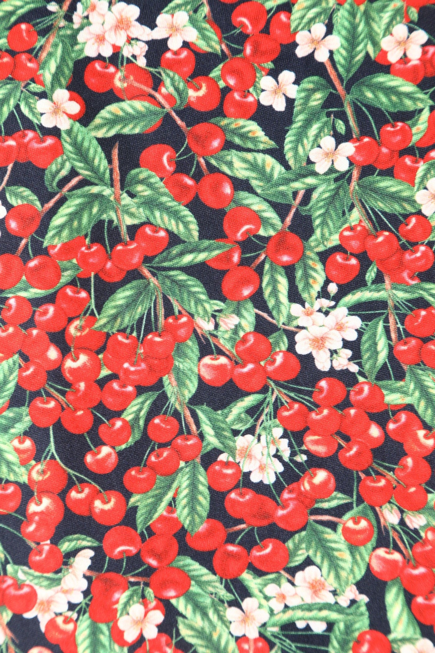 Donna Black Petal Sleeves Flared Bust Red Berries Summer Dress