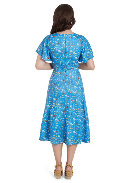 Donna Crossover Bust Blue Ladybug Casual Women's Dress