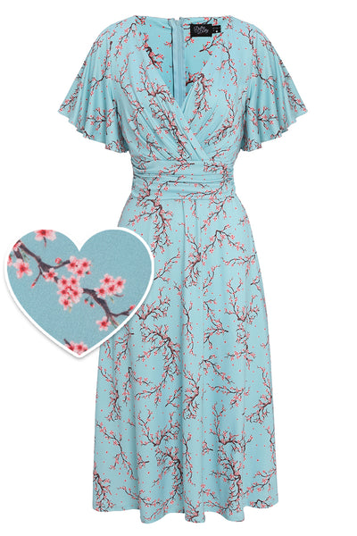 Donna Blue Cherry Blossom Tea Dress