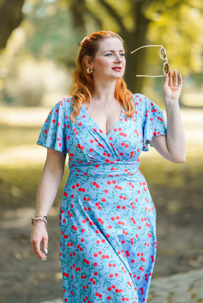 Donna Blue Cherry Summer Tea Dress