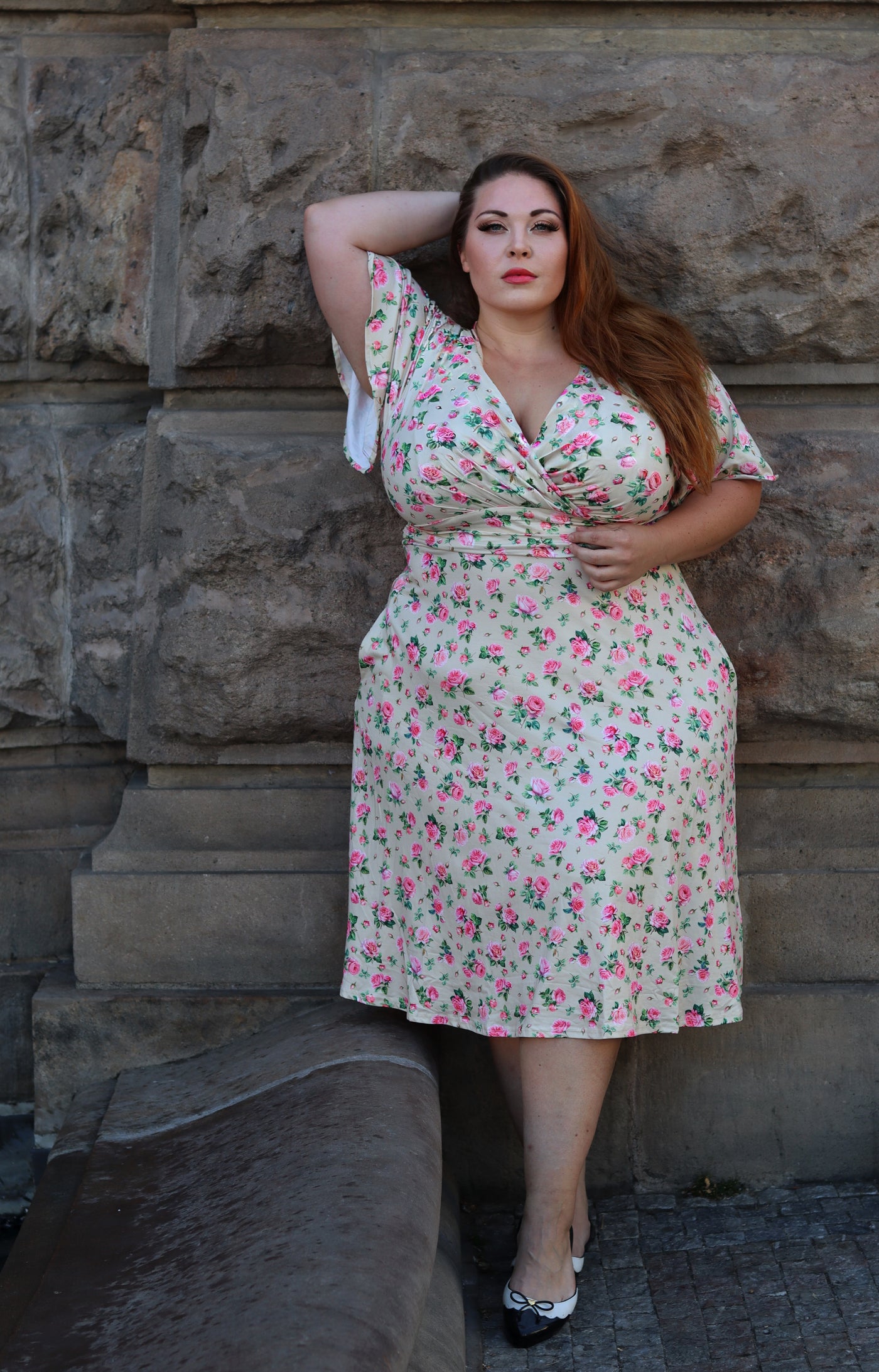 Donna Pink Rose A Line Dress