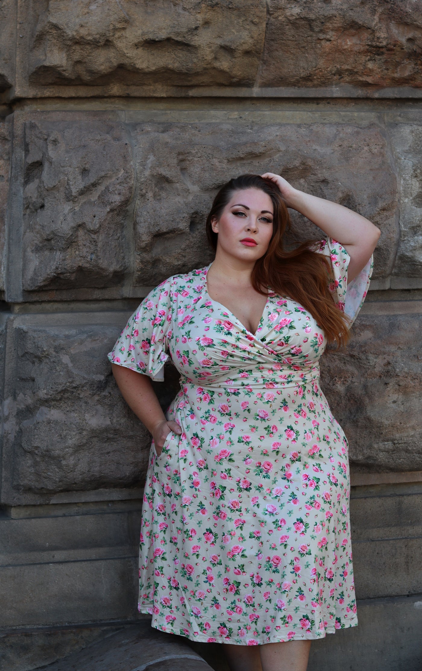Donna Pink Rose A Line Dress