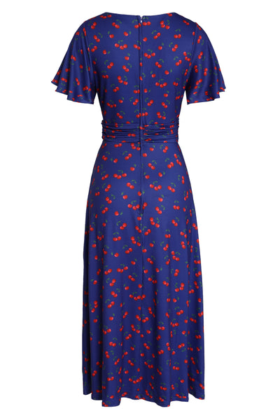 Donna Cherry Navy Blue Tea Dress