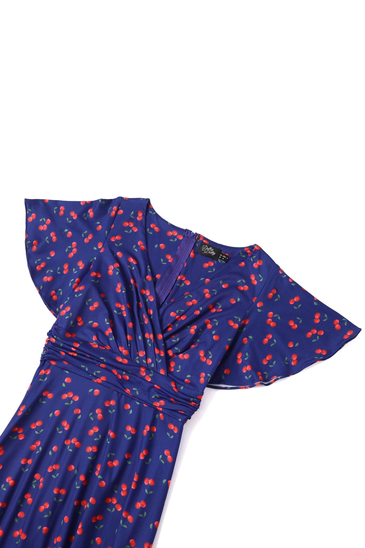 Donna Cherry Navy Blue Tea Dress