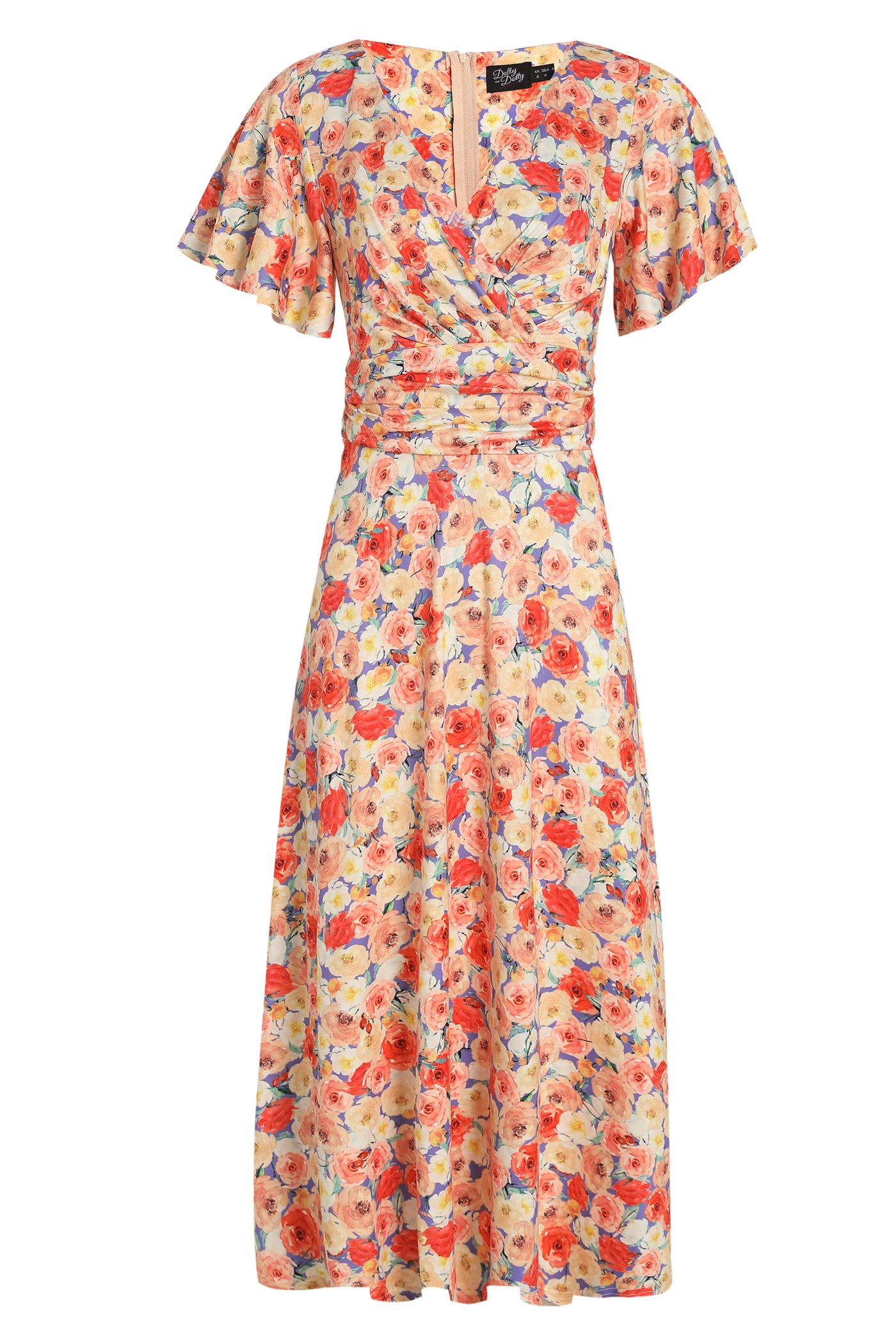 Donna Orange Floral Tea Dress