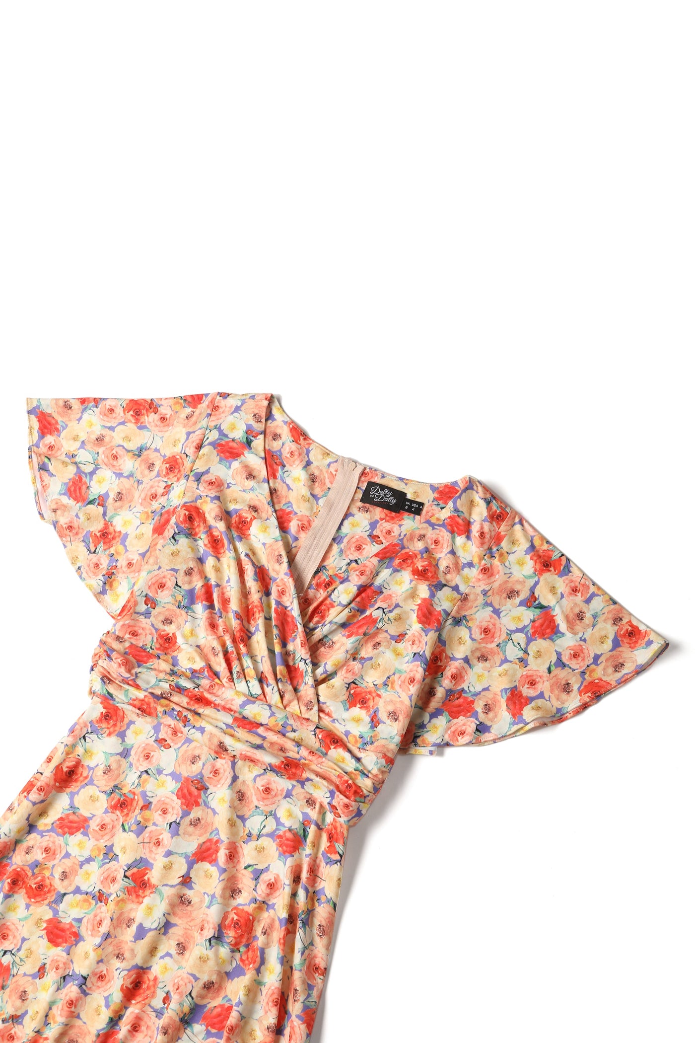 EU Stock-Donna Orange Floral Tea Dress